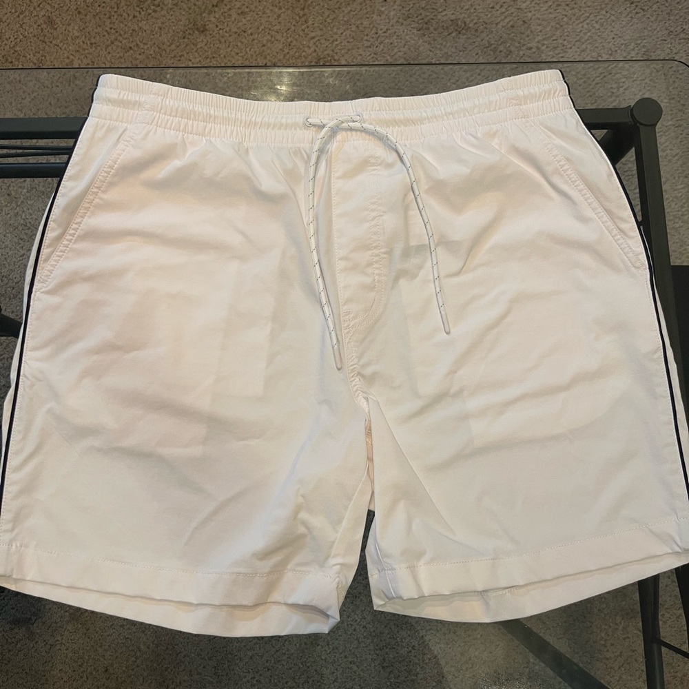 J. Crew Men's Gray and White Dock Athletic Shorts. Size Large